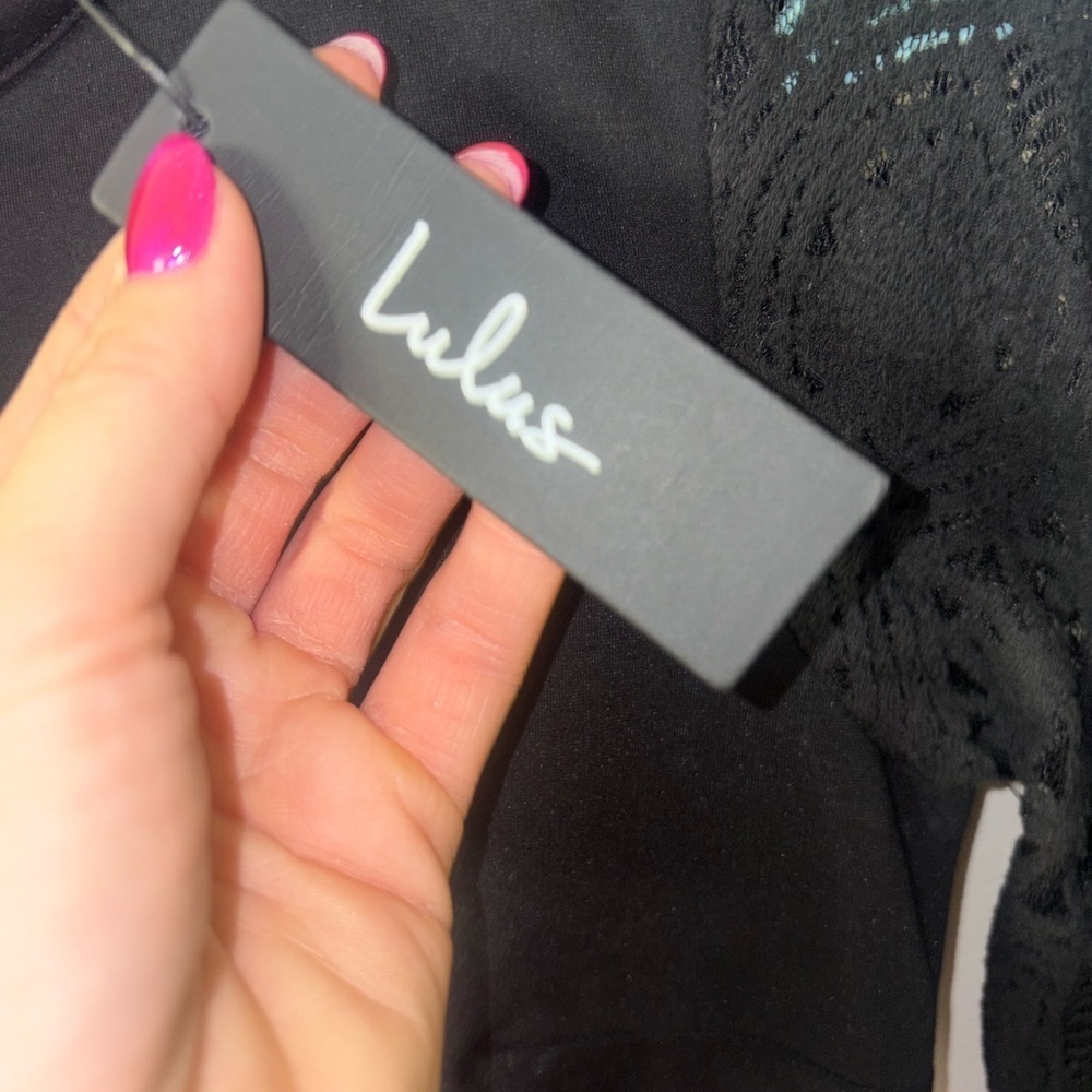 Lulus Lace Up Your Sleeve black lace long sleeve bodycon dress - Picture 7 of 8